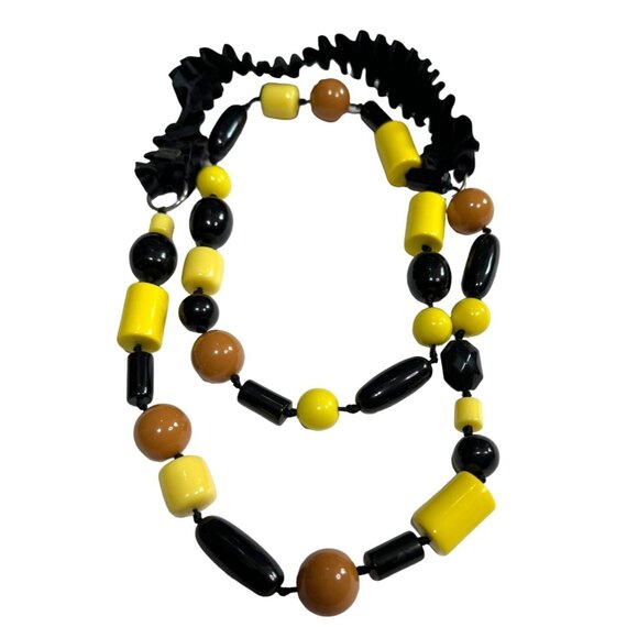 DESIGNER JUSTIN GUINTA STATEMENT NECKLACE SUBVERSIVE YELLOW BLACK 24" - Picture 2 of 3